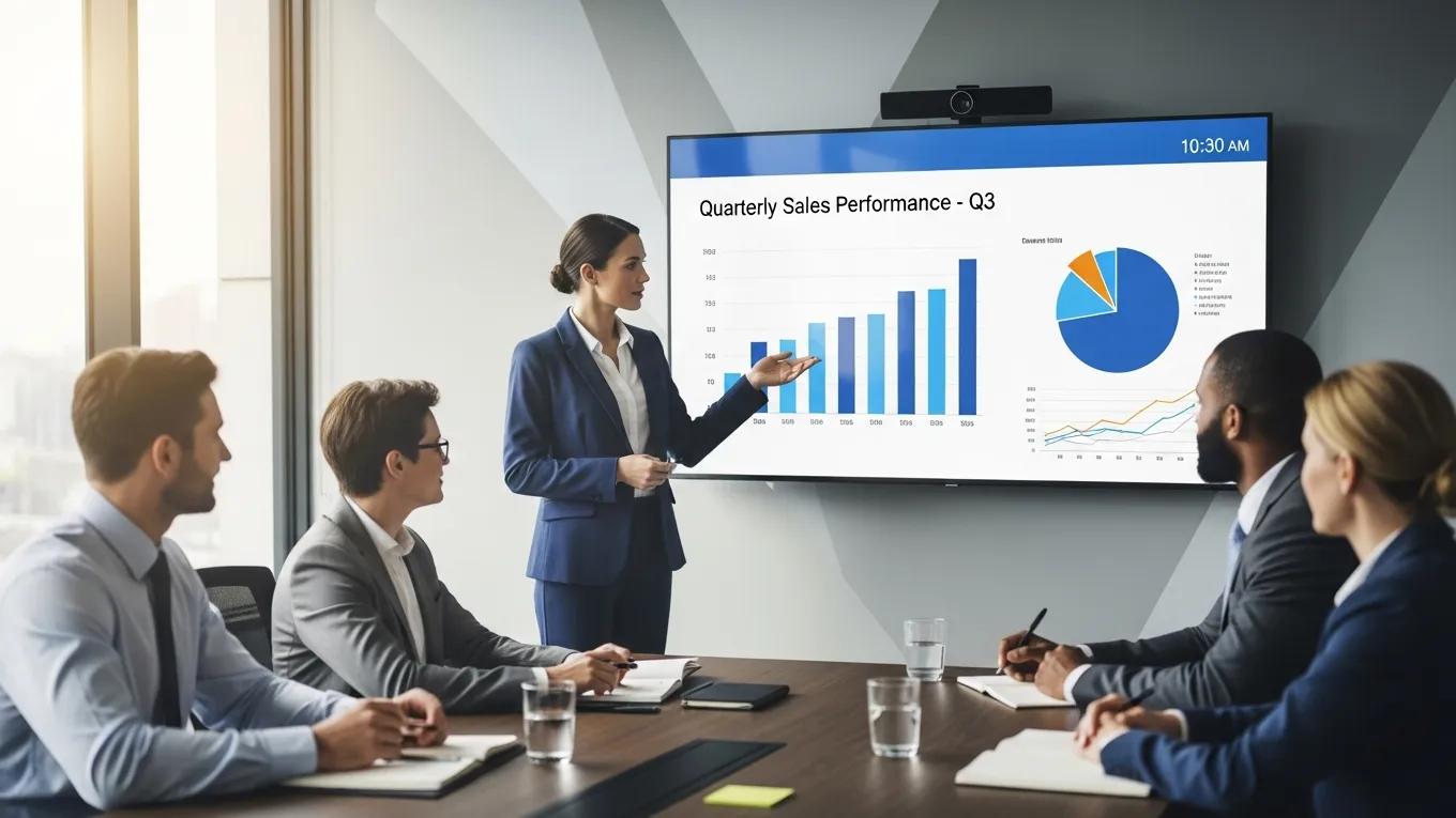 Business executive presenting an executive briefing in a conference room