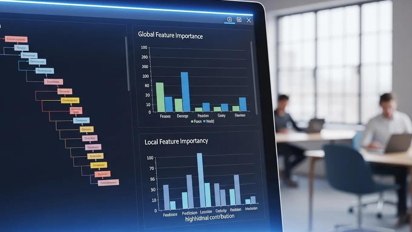 Computer screen showing model transparency techniques in a professional office setting