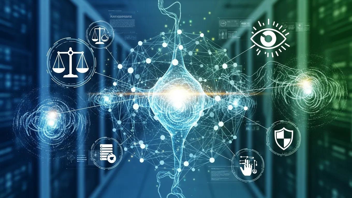 Conceptual representation of AI governance enhancing enterprise data systems