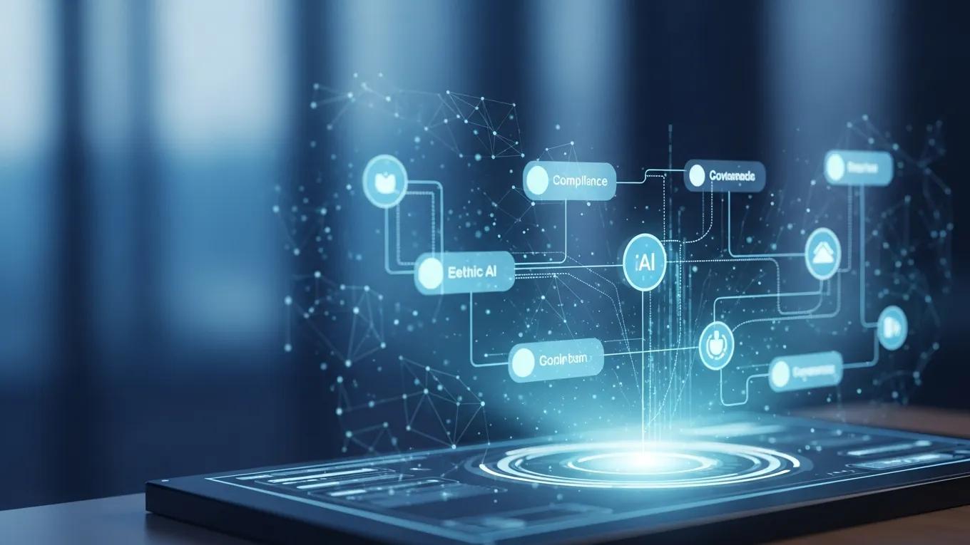 Digital interface representing the integration of AI governance standards and frameworks