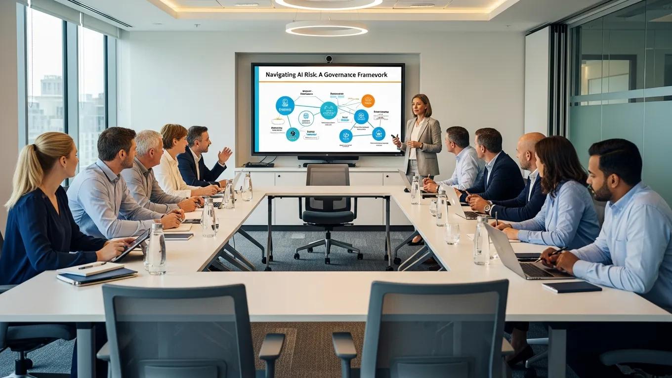 Executives participating in an AI risk education workshop