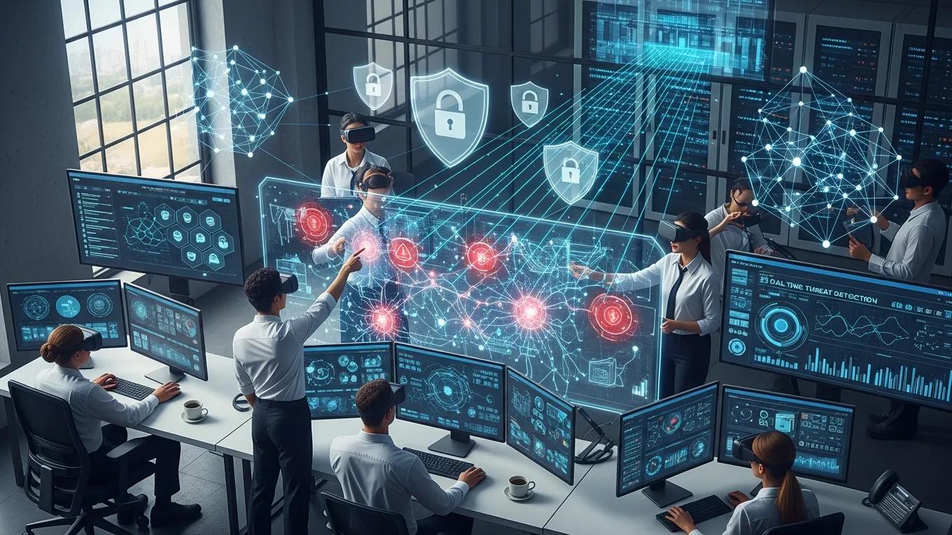 Team of analysts reviewing data for AI risk management strategies