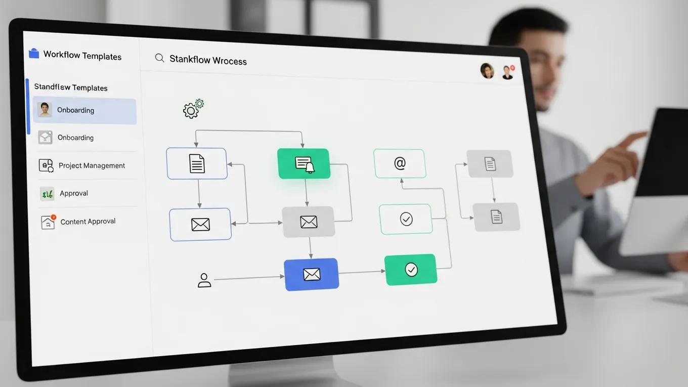 Visual representation of standardized workflows using no-code template builders